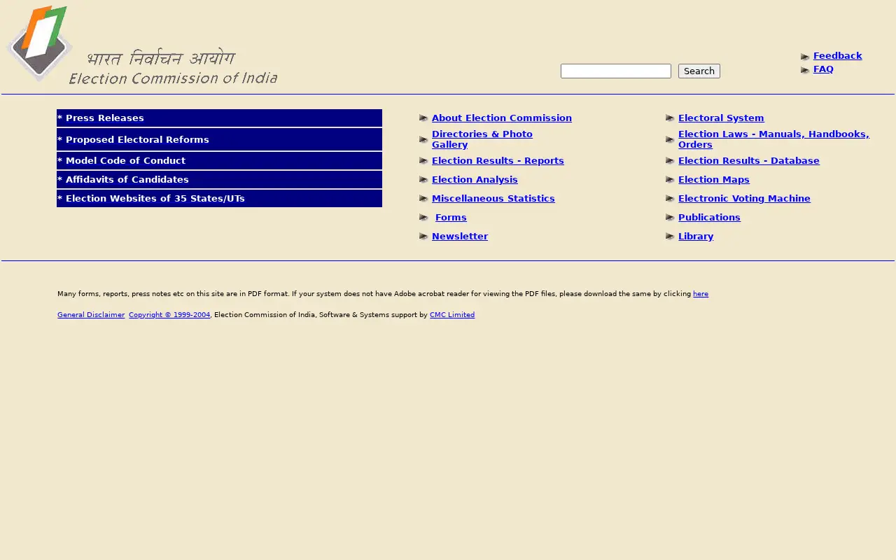 eci.gov.in in 2005