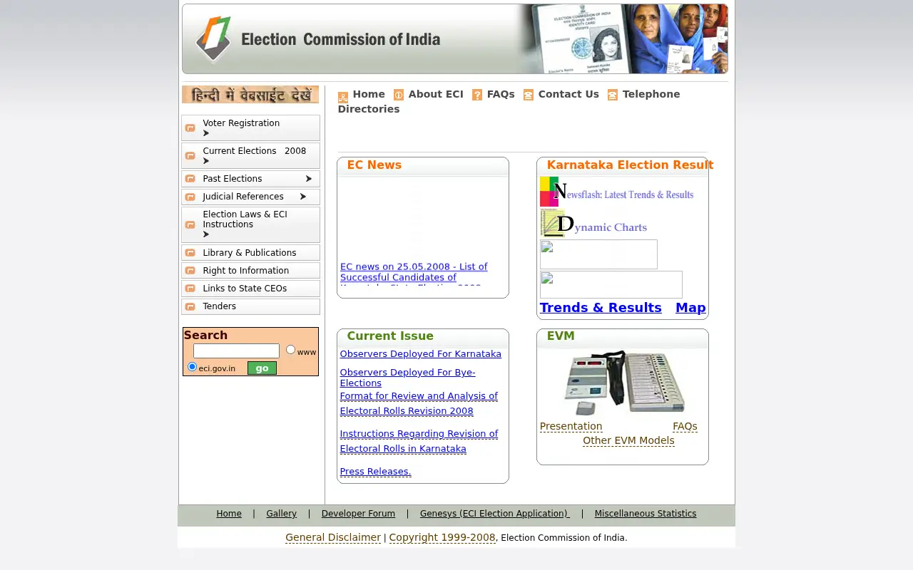 eci.gov.in in 2008