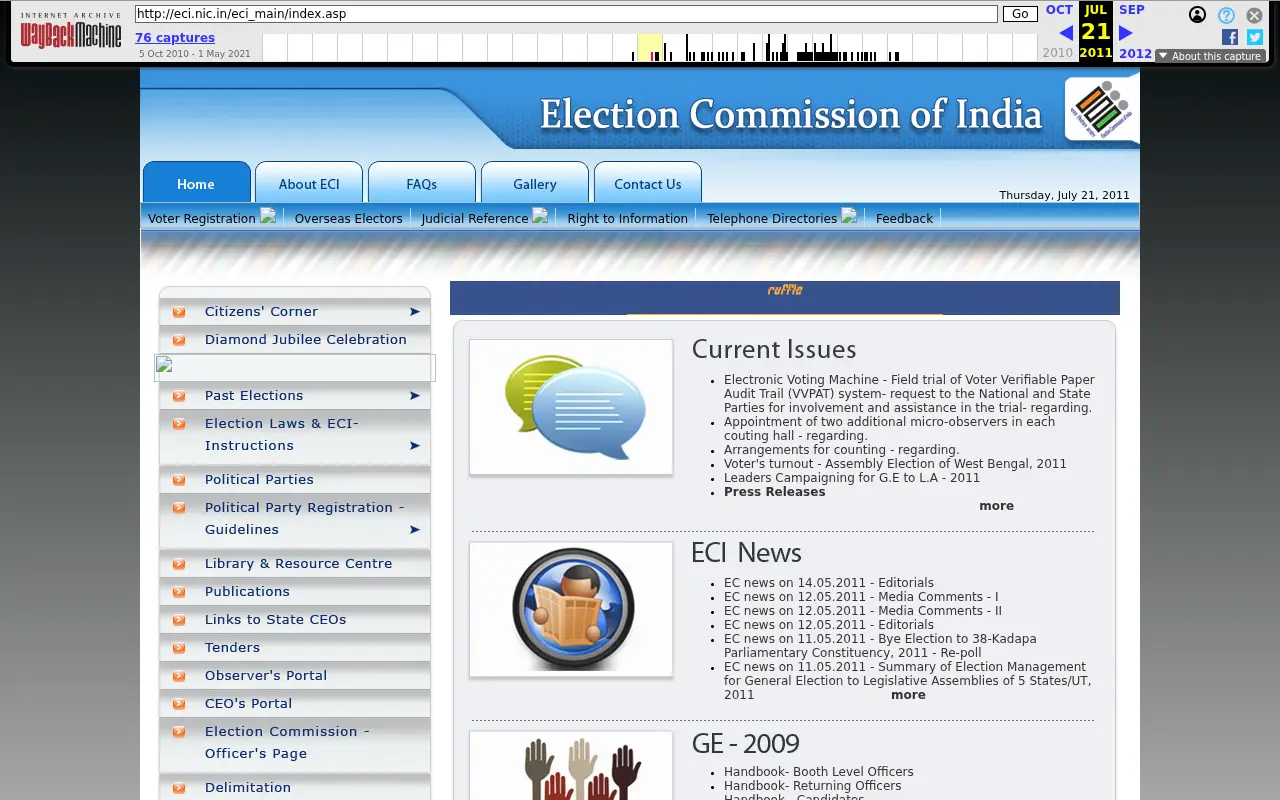 eci.gov.in in 2011