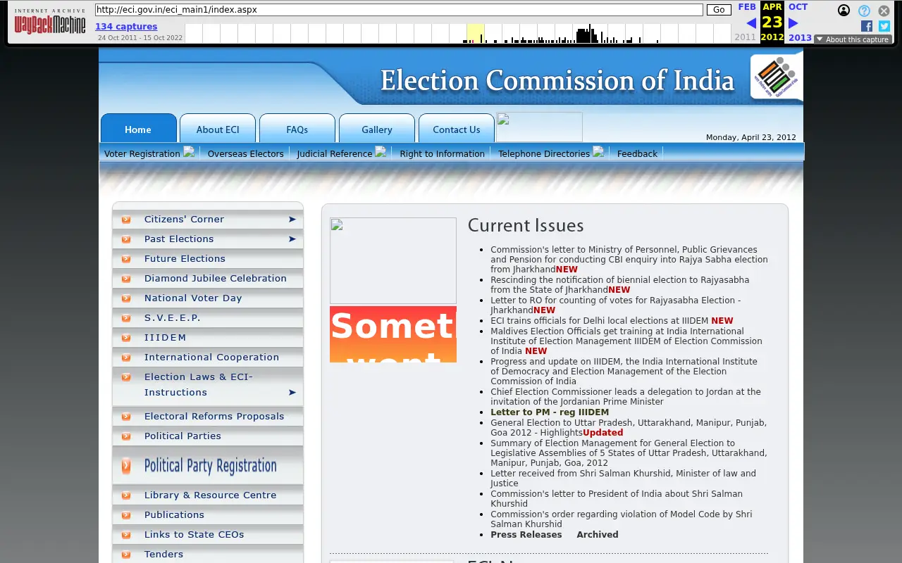 eci.gov.in in 2012