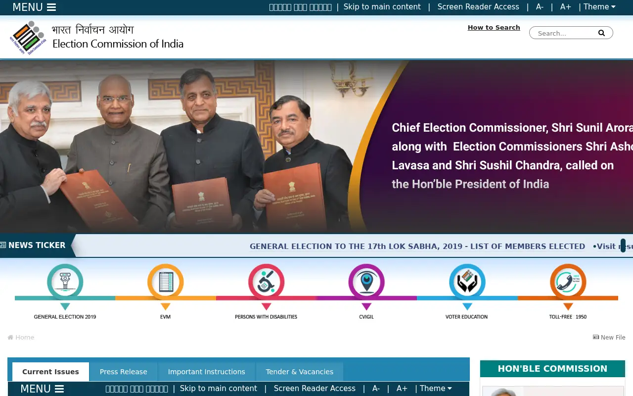 eci.gov.in in 2019