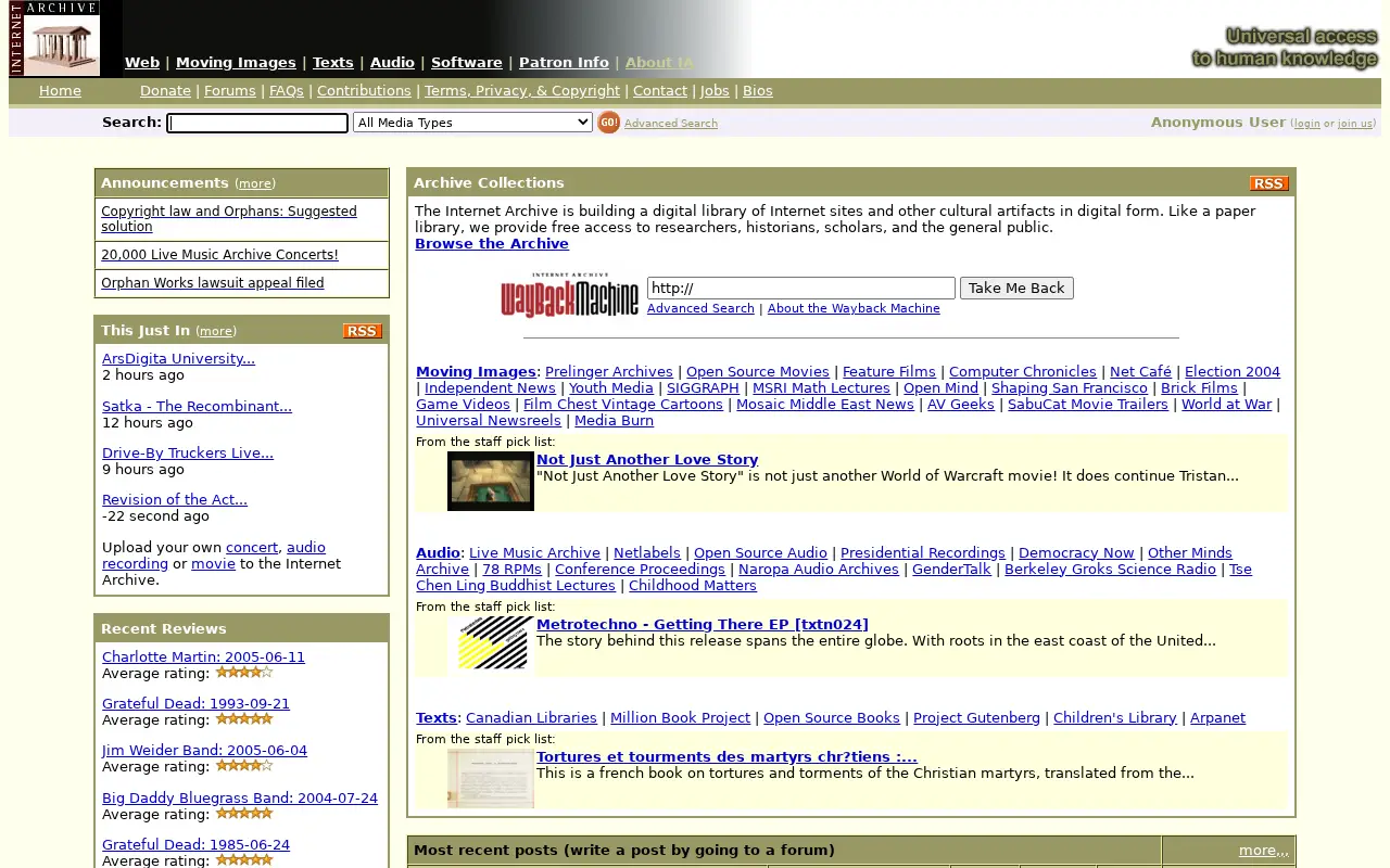archive.org in 2005