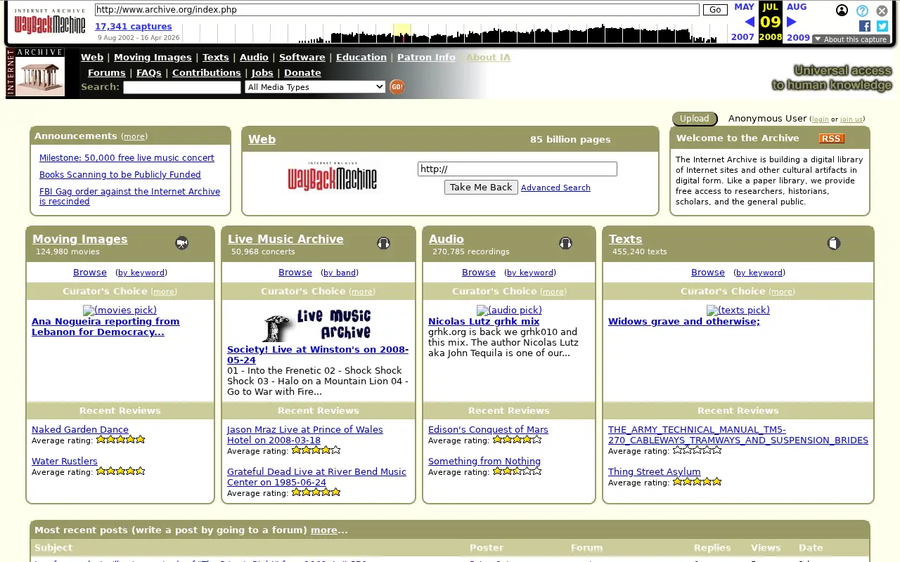 archive.org in 2008
