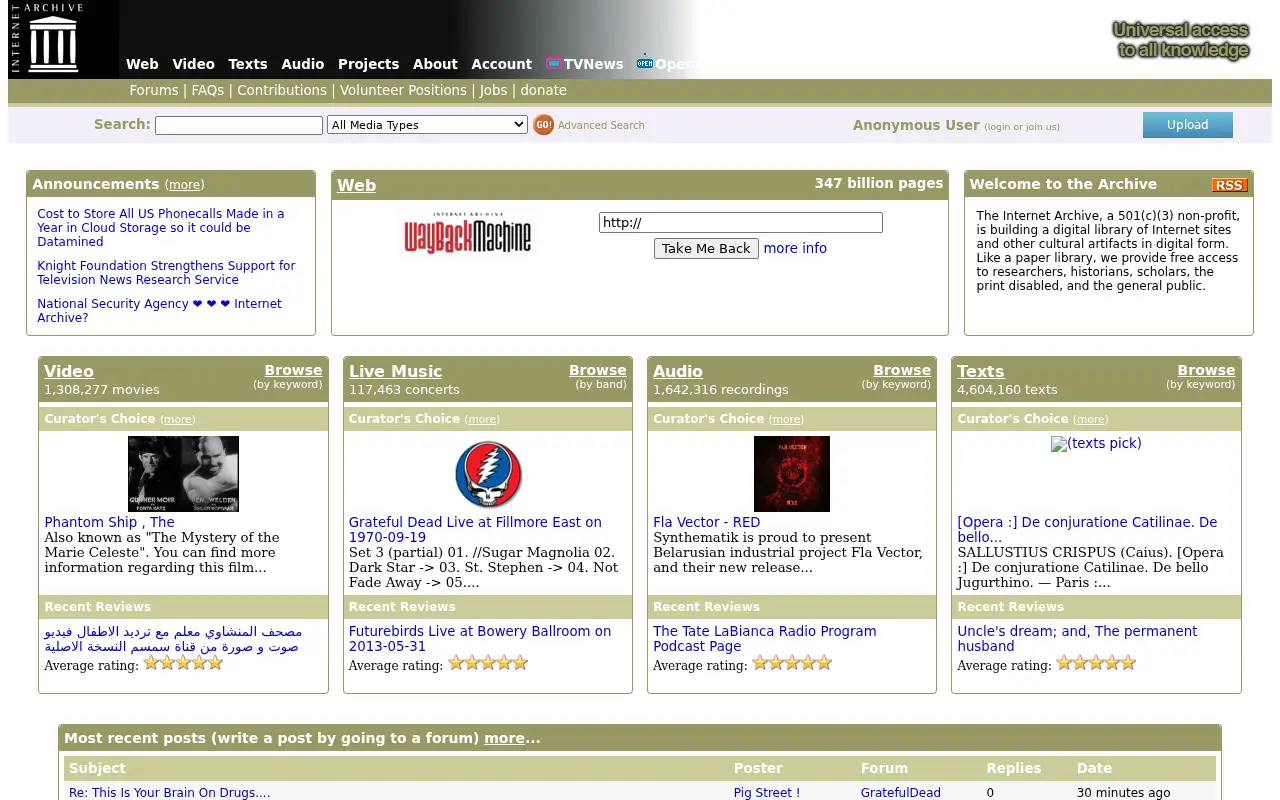 archive.org in 2013