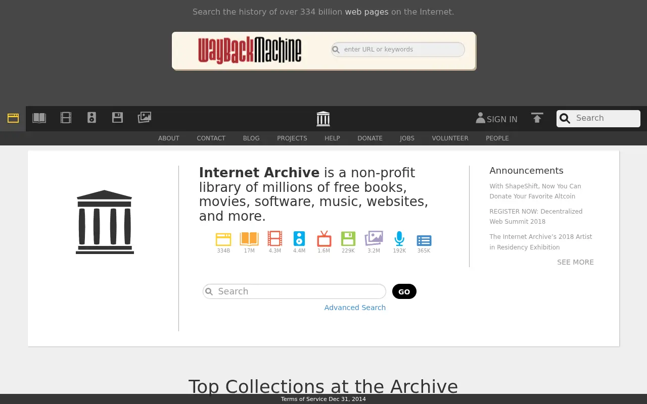 archive.org in 2018