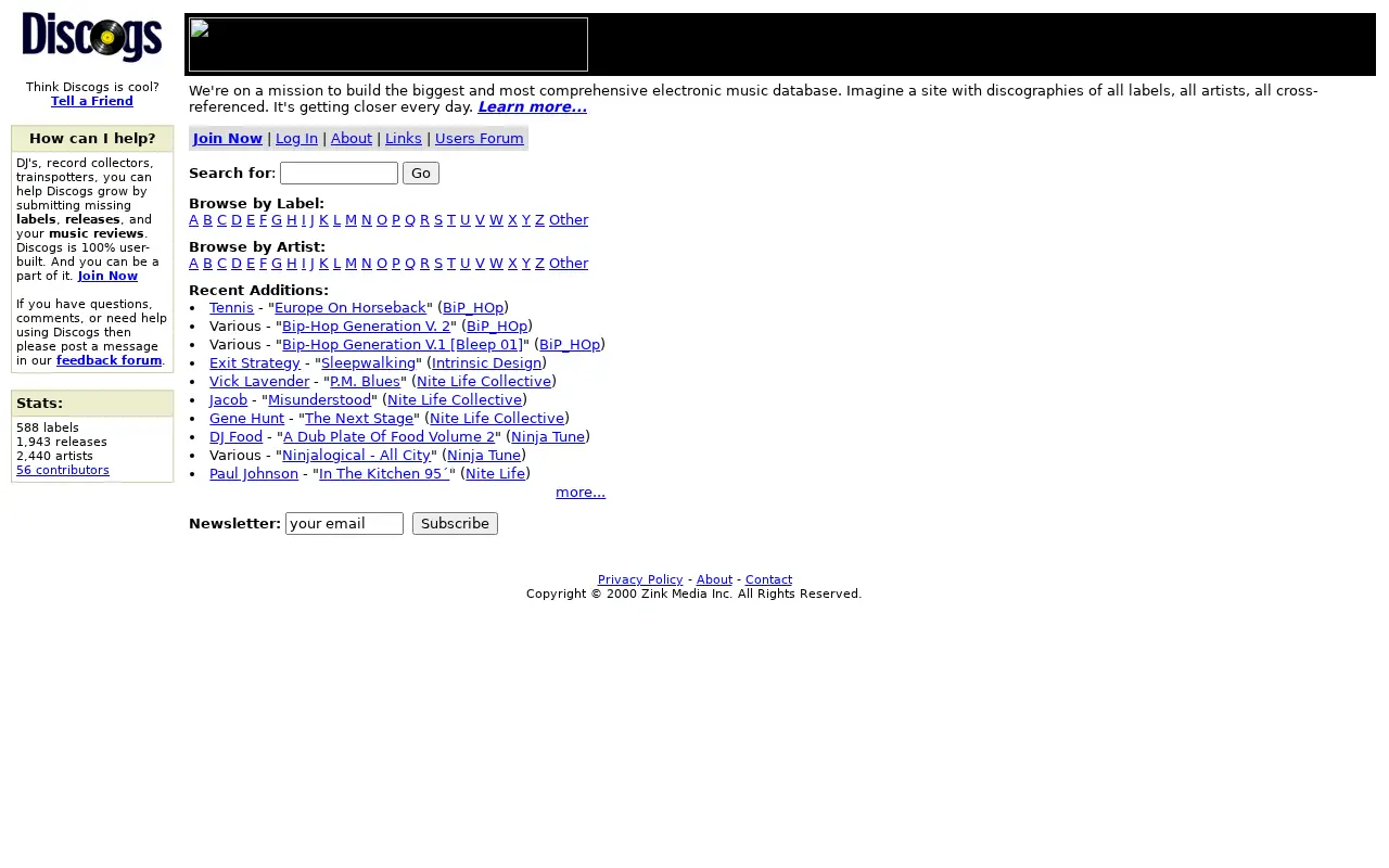 discogs.com in 2001