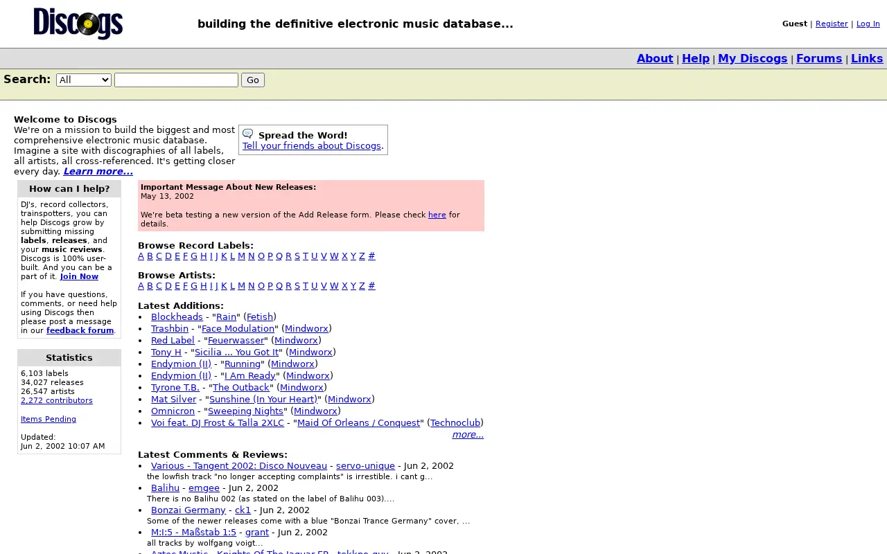 discogs.com in 2002