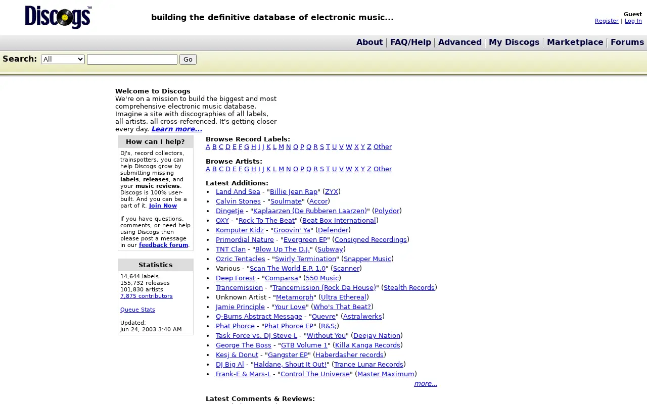 discogs.com in 2003
