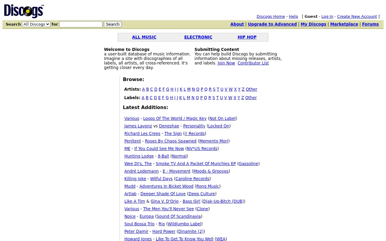 discogs.com in 2004