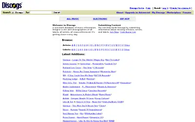 discogs.com in 2004