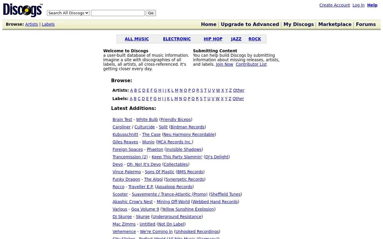 discogs.com in 2005