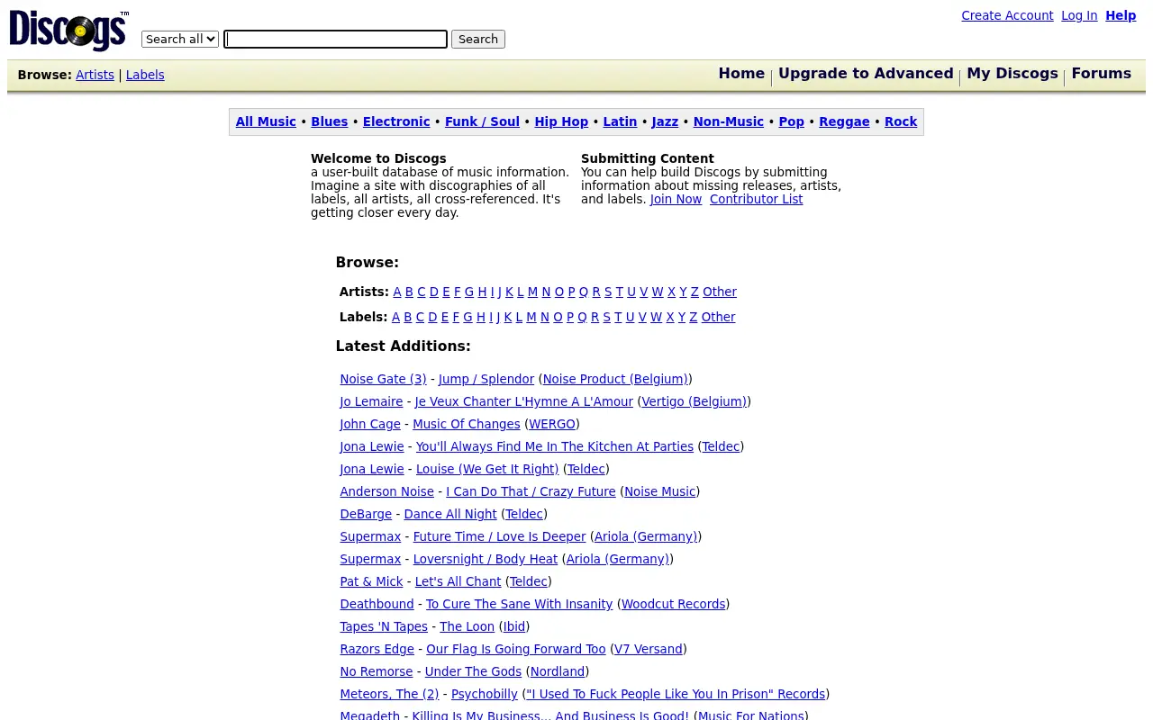discogs.com in 2006