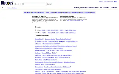 discogs.com in 2006