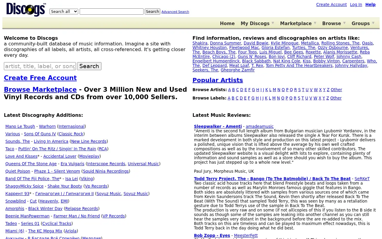 discogs.com in 2009