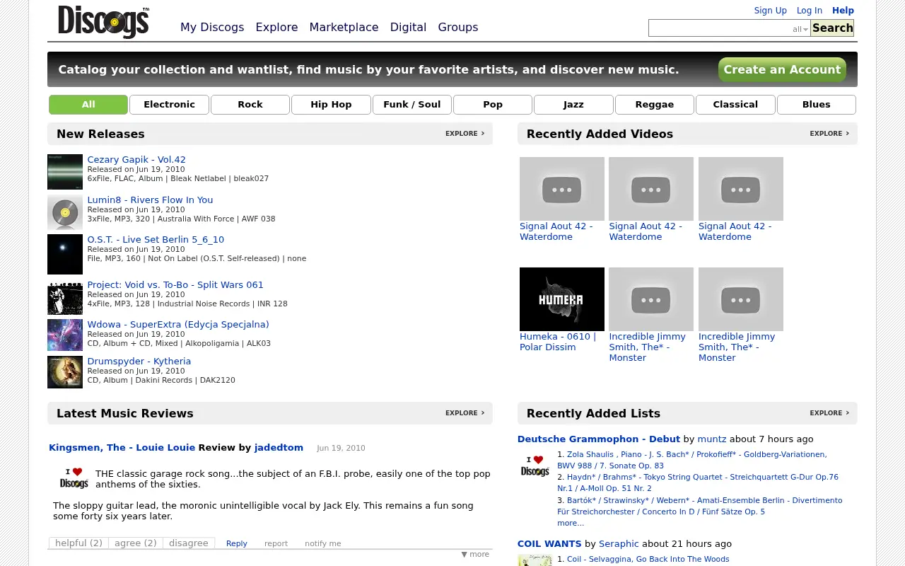 discogs.com in 2010