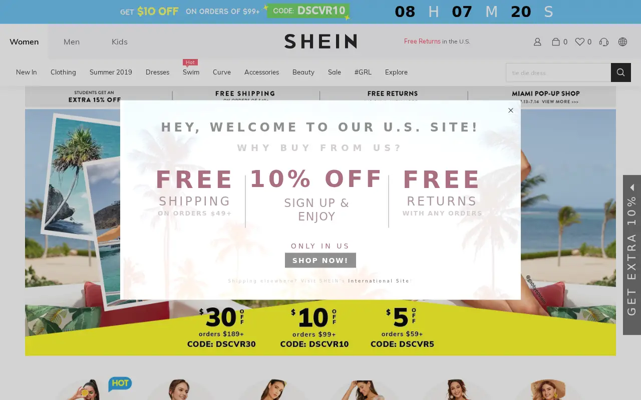 shein.com on July 9, 2019