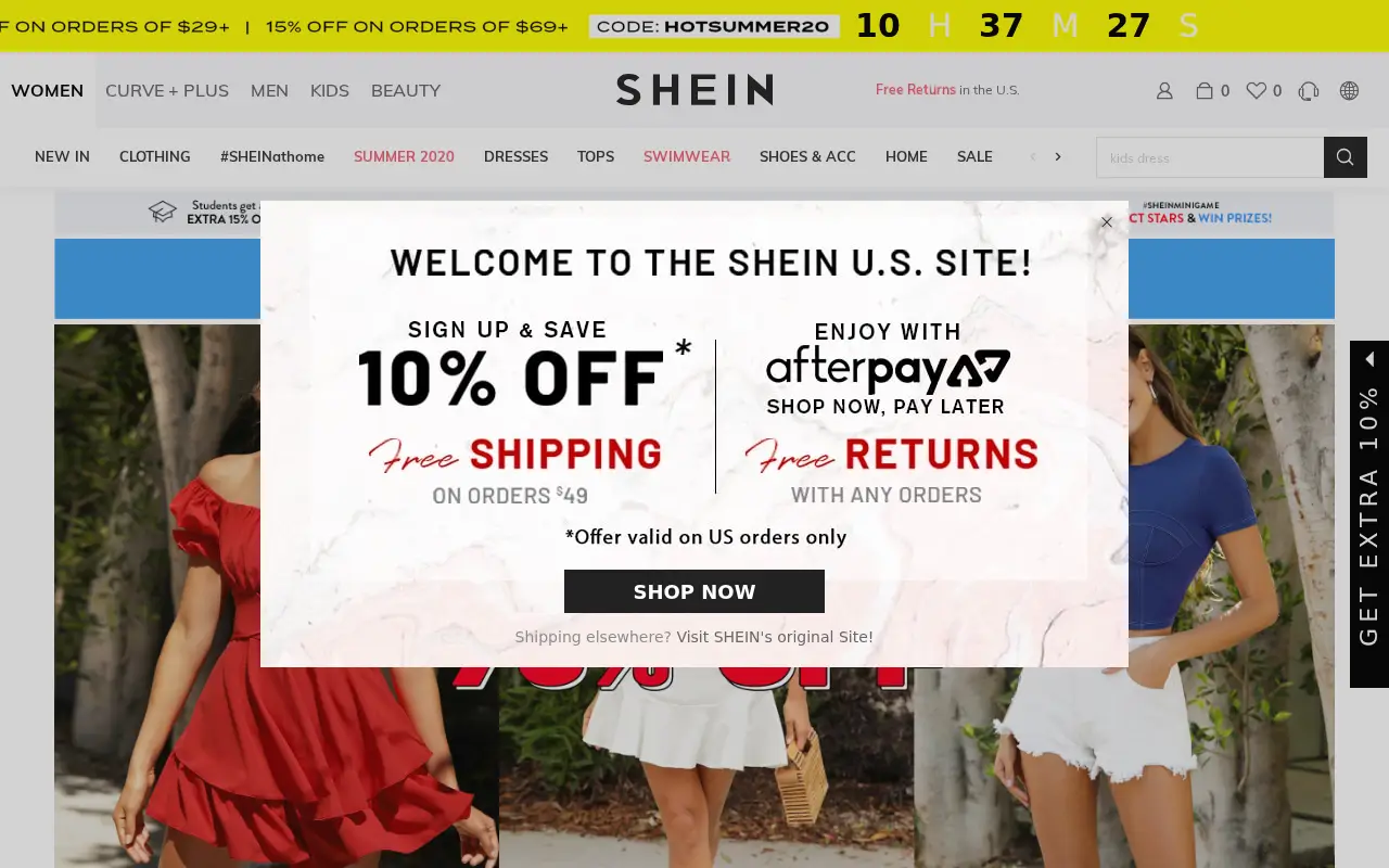 shein.com on July 1, 2020