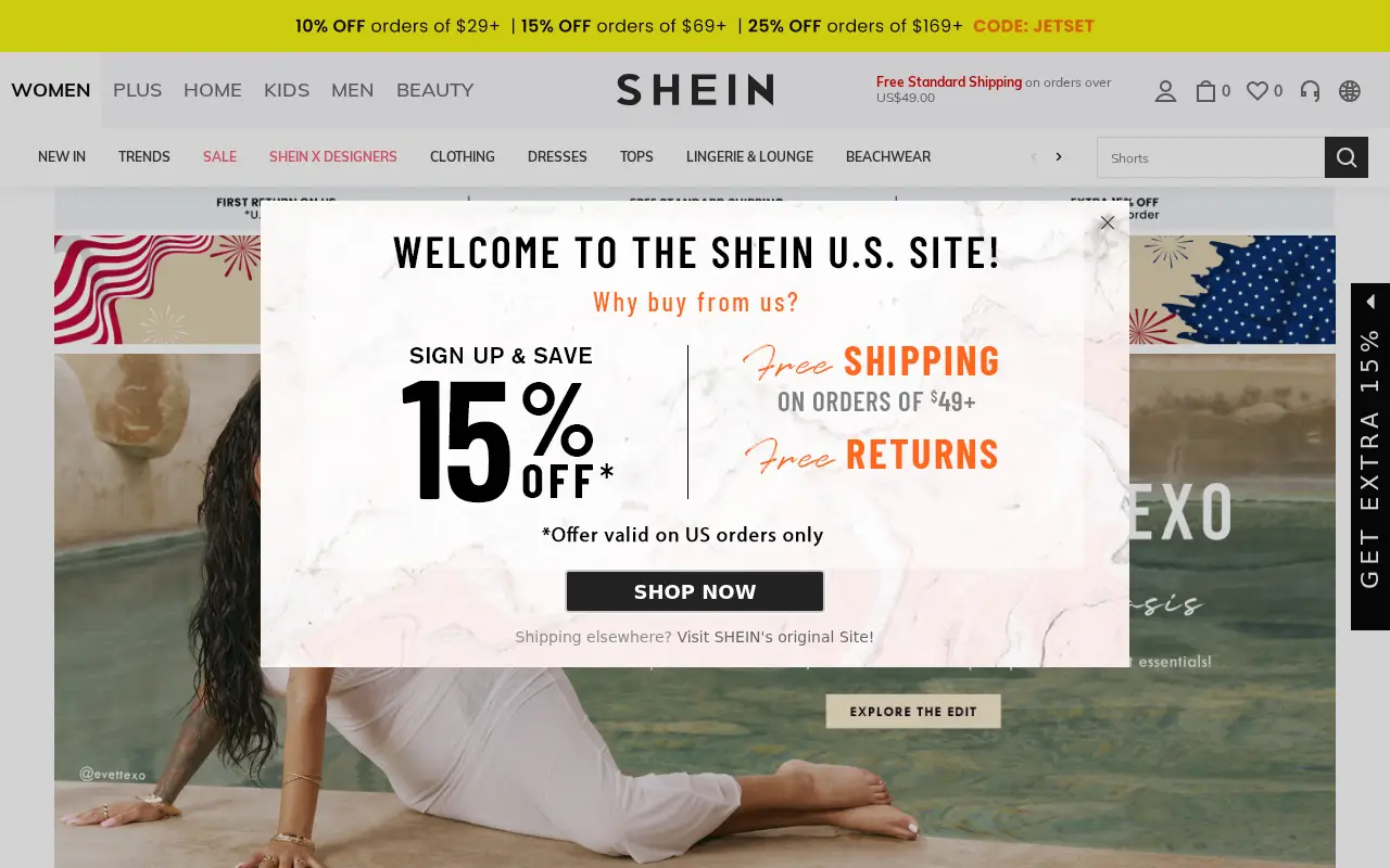 shein.com on July 1, 2022