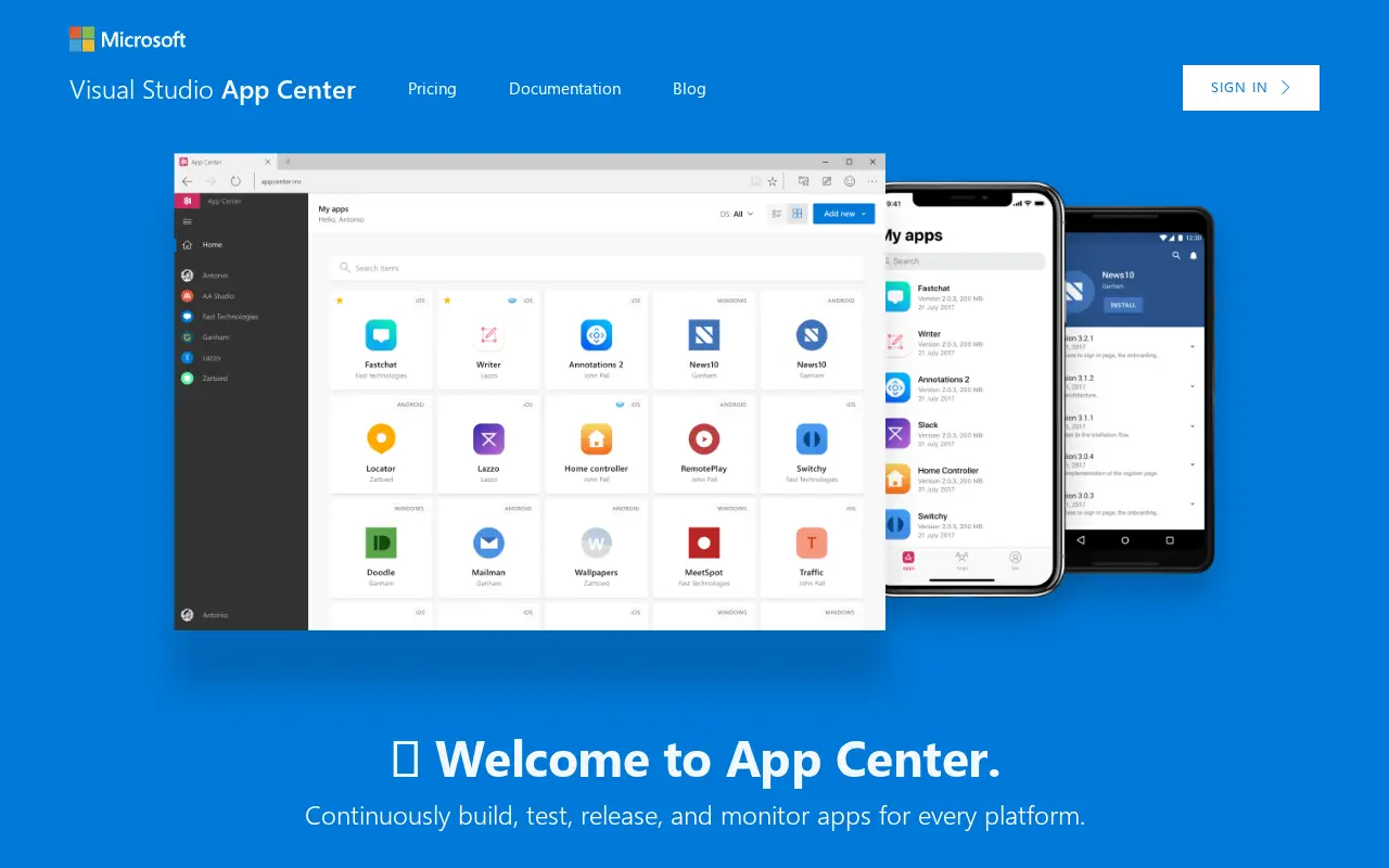 appcenter.ms in 2017