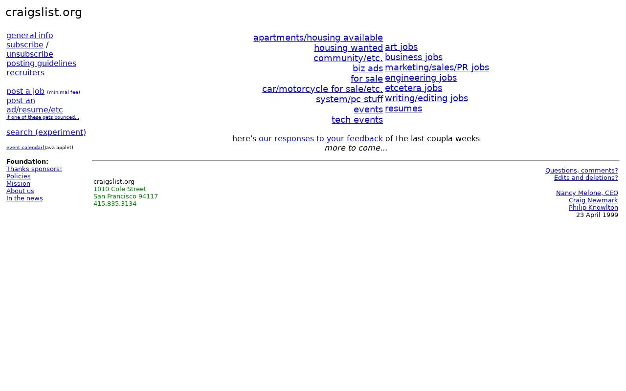 craigslist.org in 1999