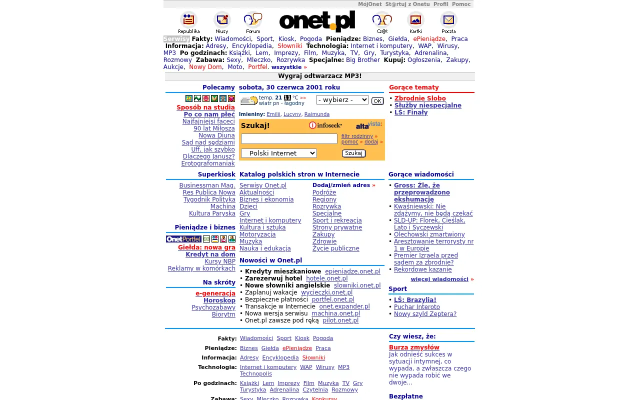 onet.pl in 2001