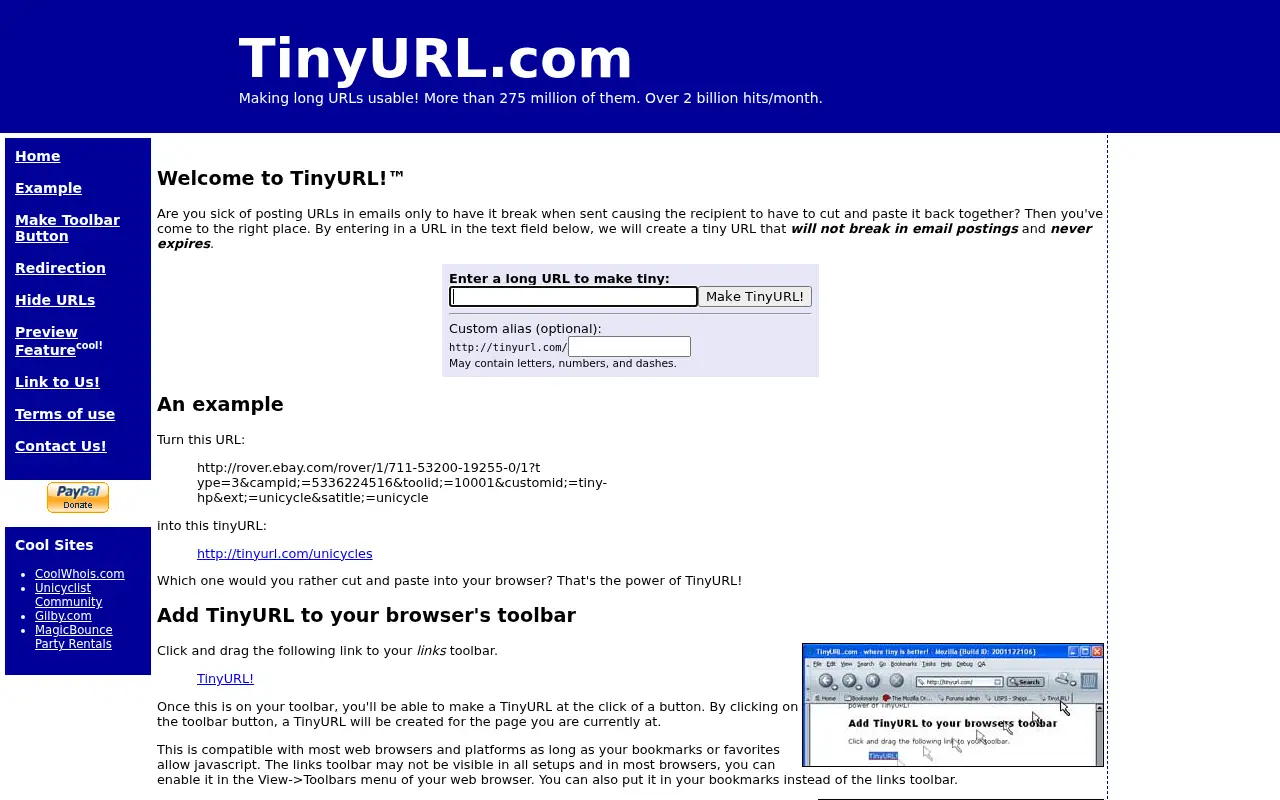 tinyurl.com on July 1, 2009