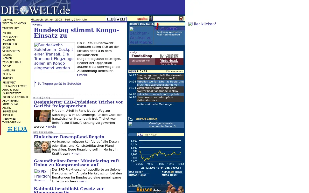welt.de in 2003