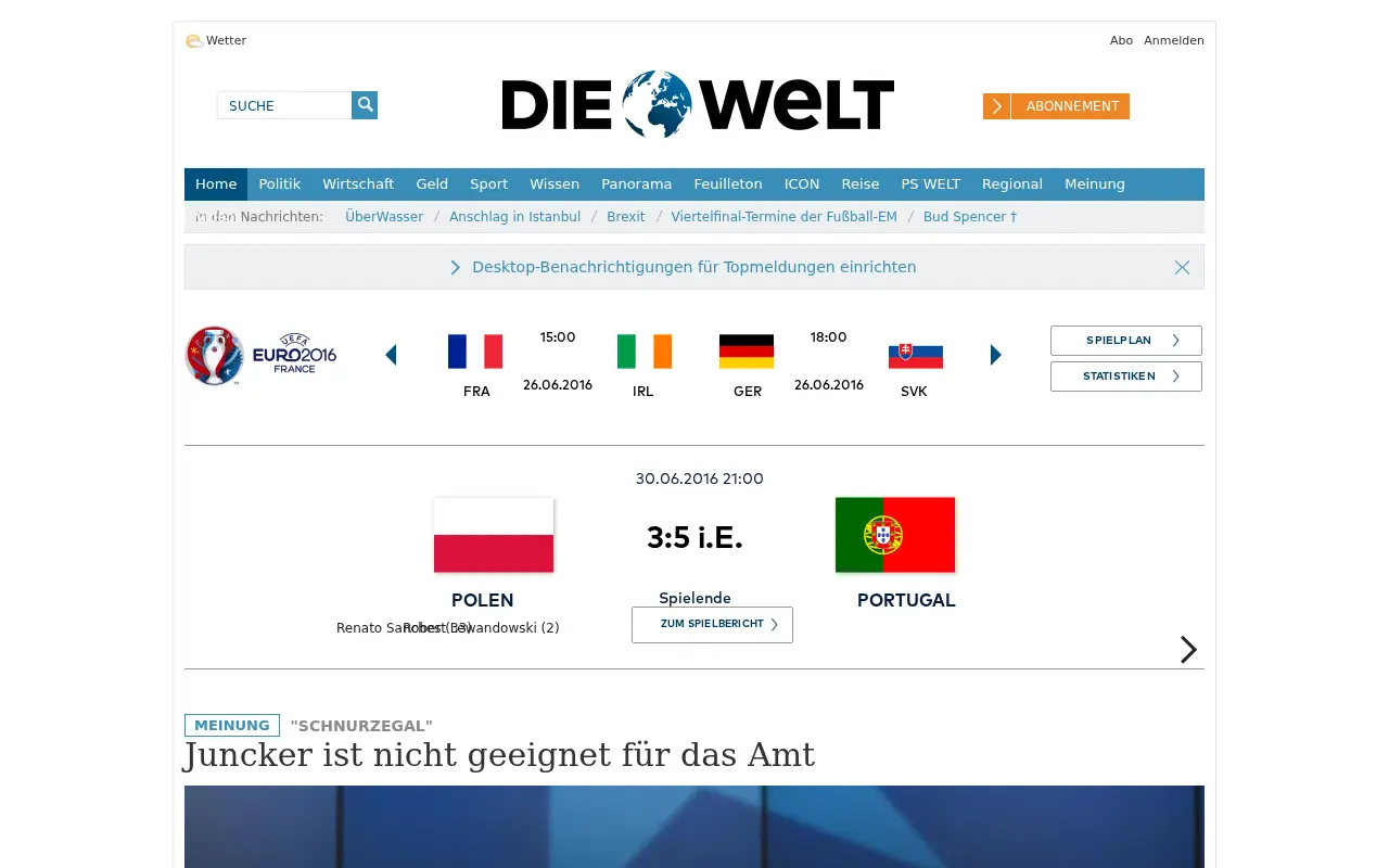welt.de in 2016