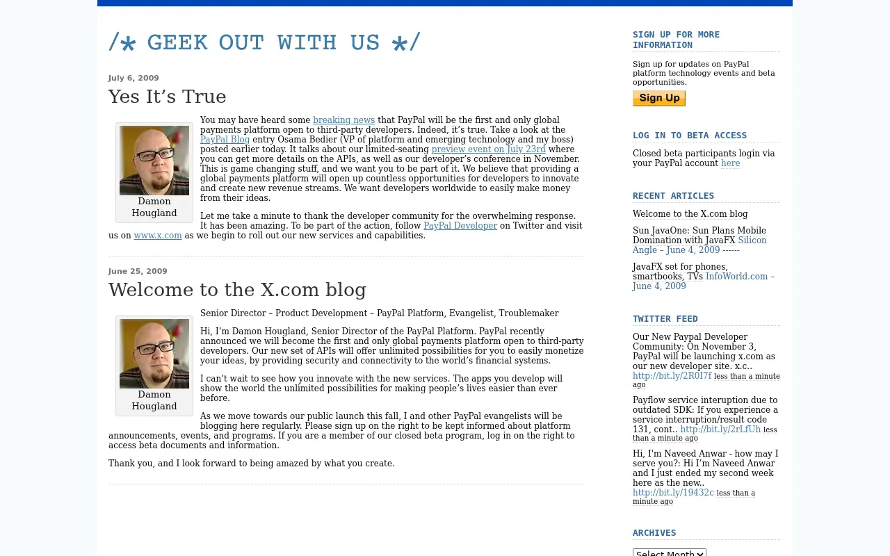 x.com in 2009