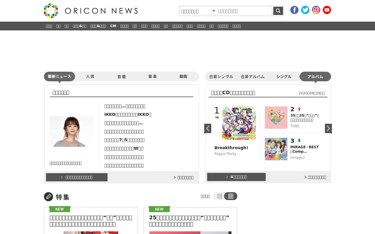 oricon.co.jp in 2020