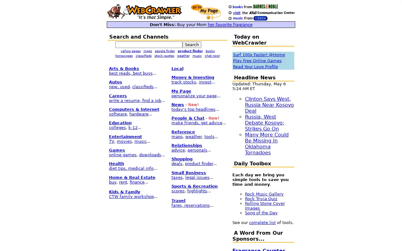 webcrawler.com in 1999