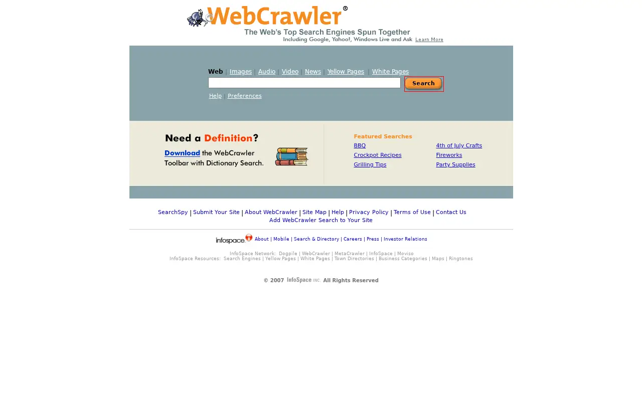 webcrawler.com in 2007