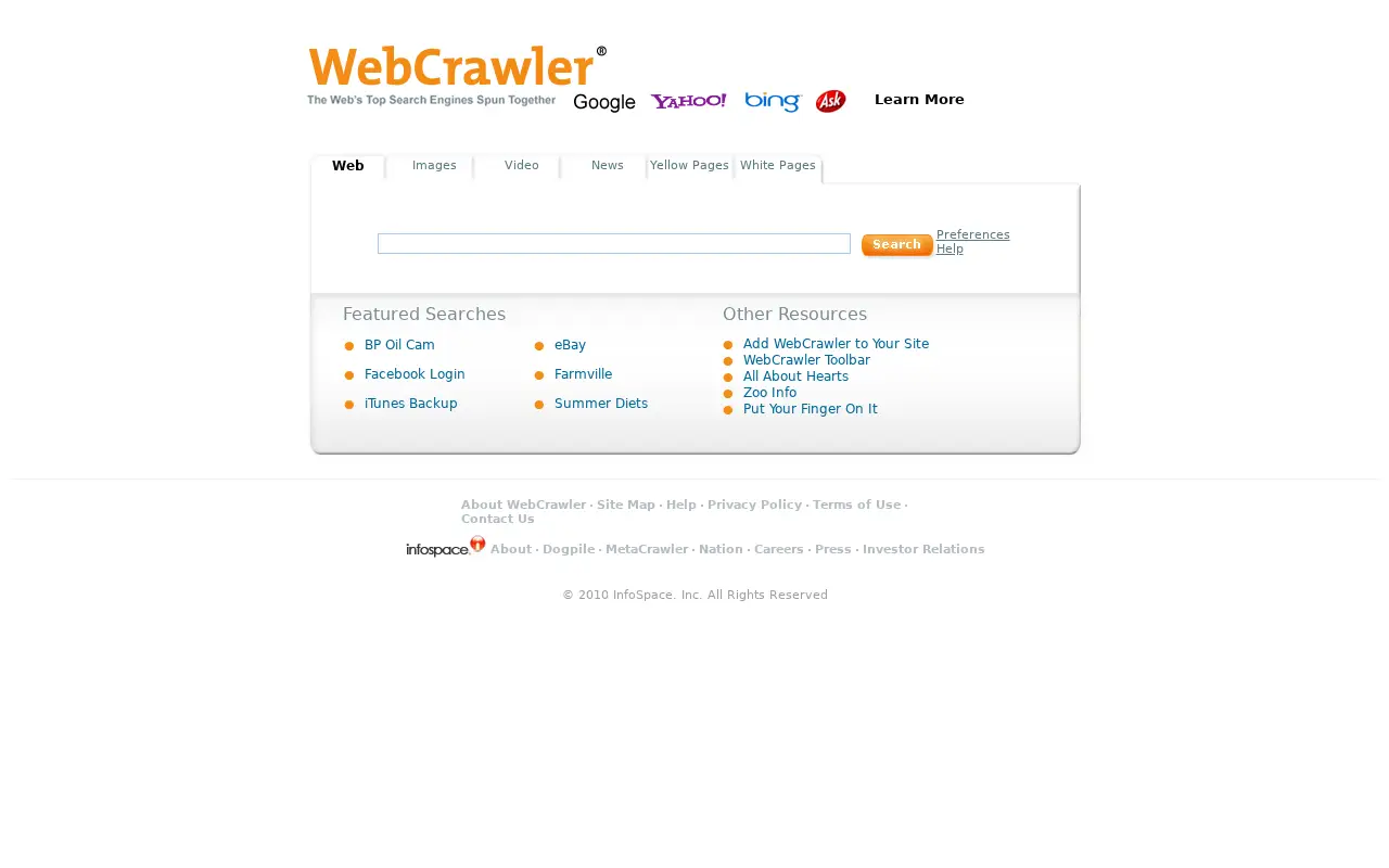 webcrawler.com in 2010