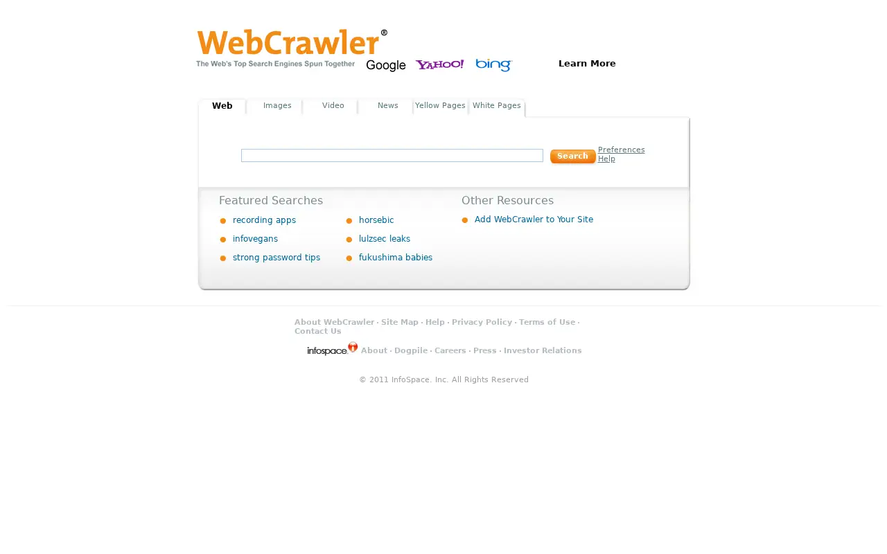 webcrawler.com in 2011