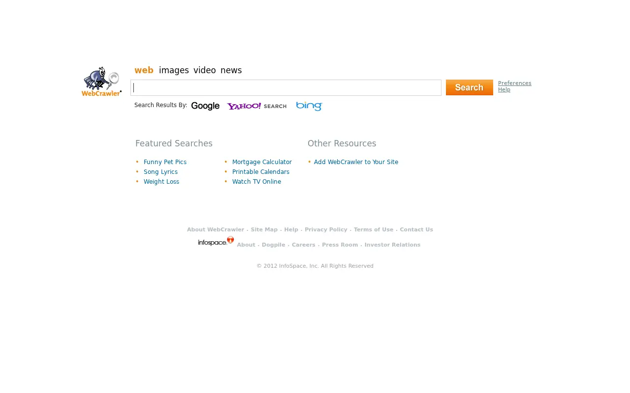 webcrawler.com in 2012
