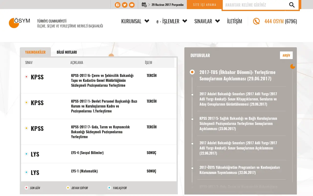 osym.gov.tr in 2017