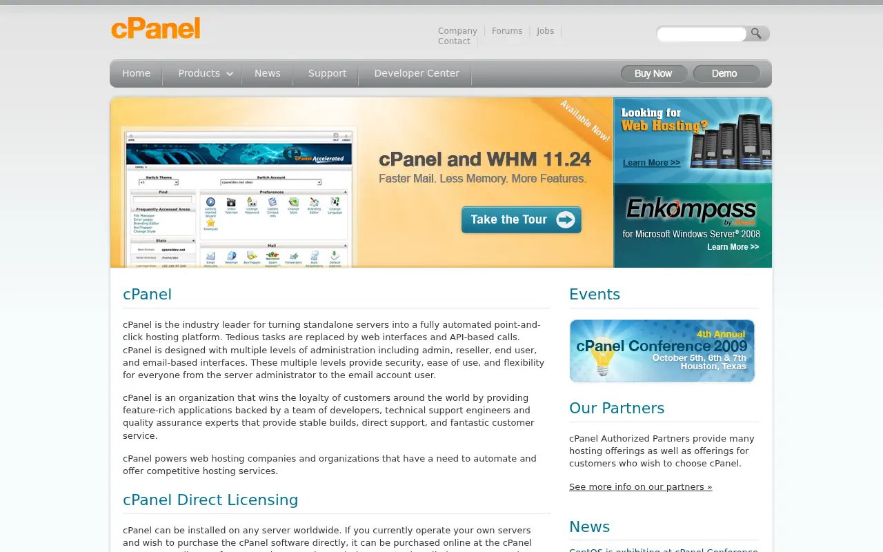 cpanel.net in 2009