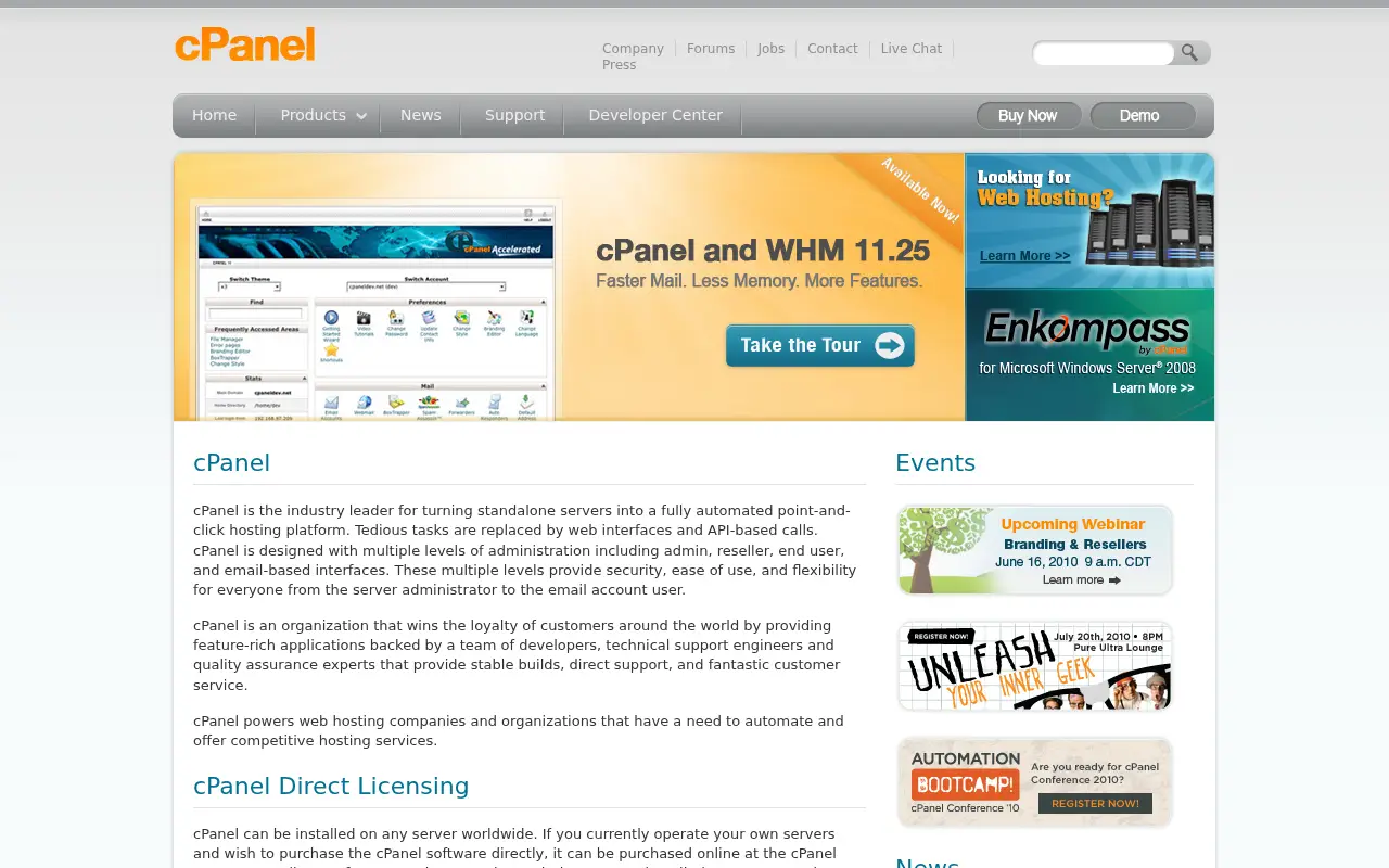 cpanel.net in 2010