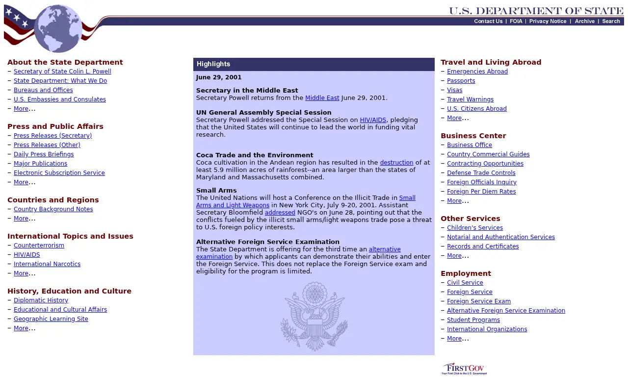 state.gov in 2001