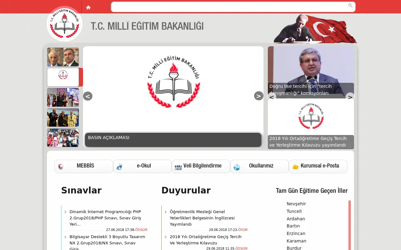 meb.gov.tr in 2018