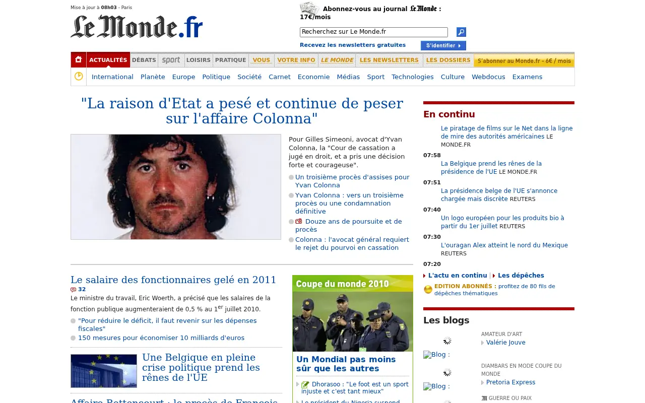 lemonde.fr in 2010