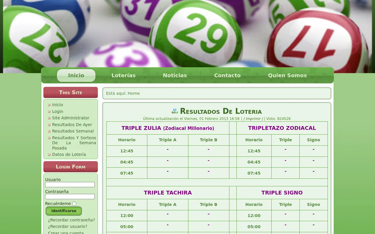 loteriadehoy.com in 2013