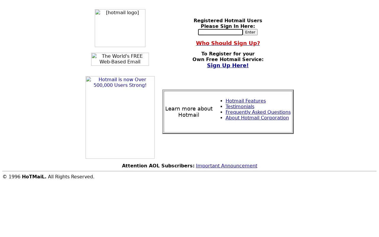 hotmail.com in 1996