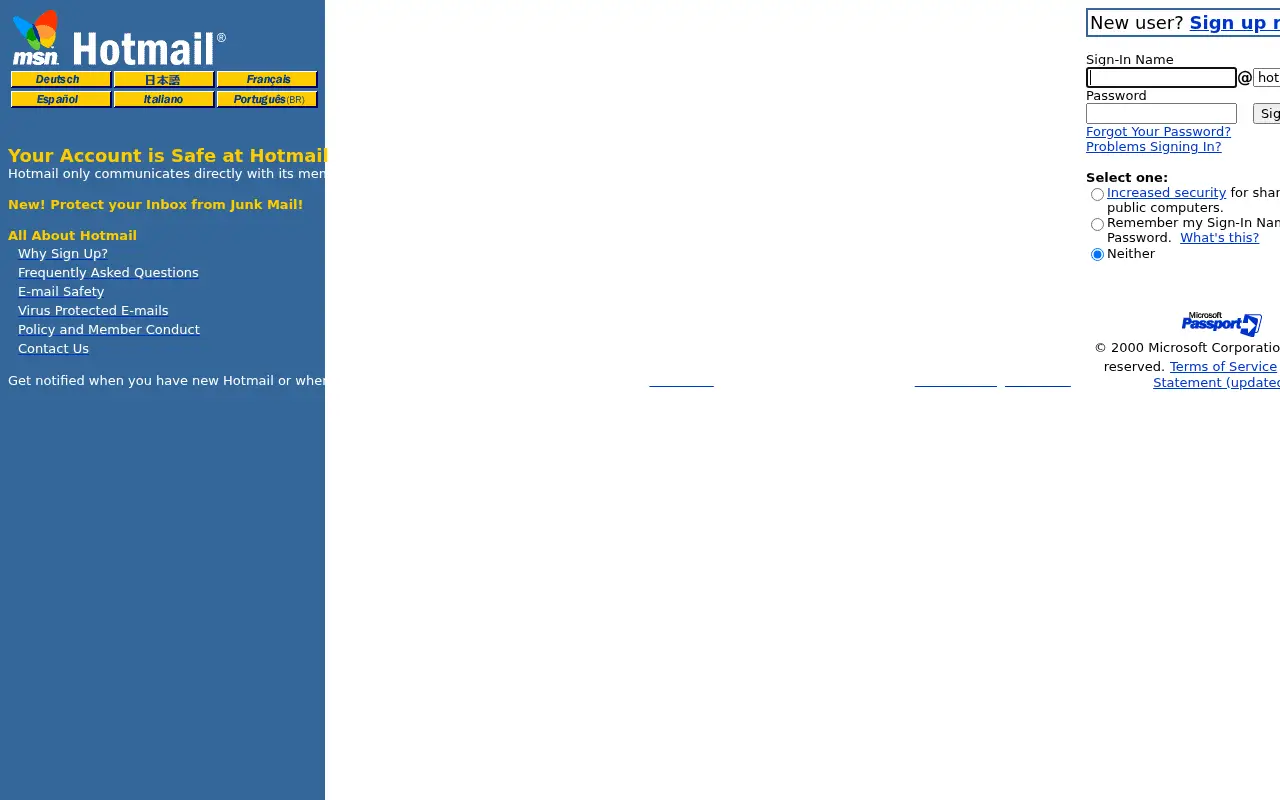 hotmail.com in 2000