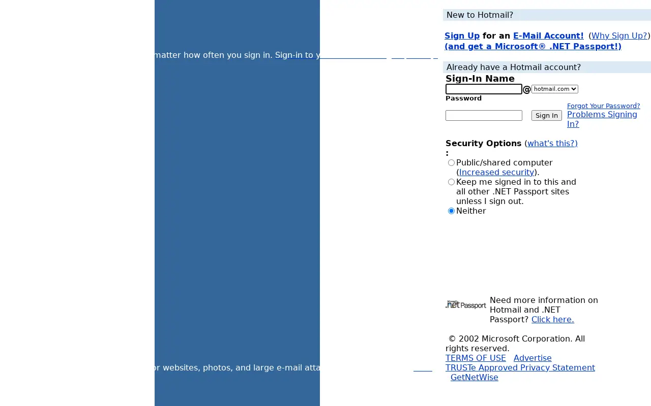 hotmail.com in 2002