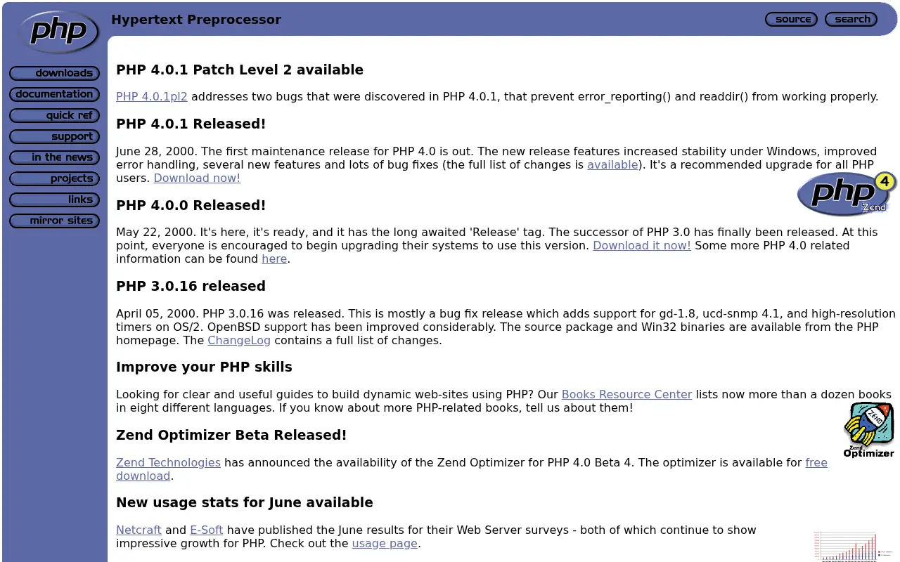 php.net in 2000