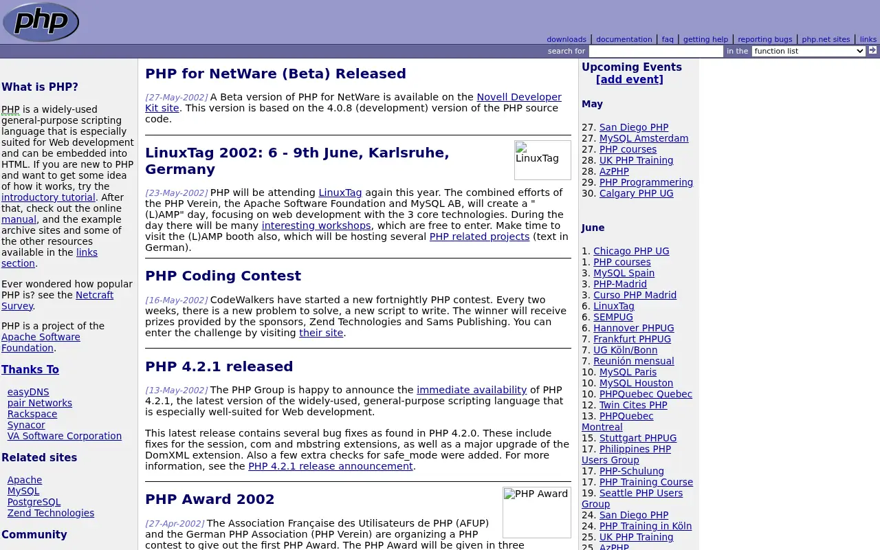 php.net in 2002