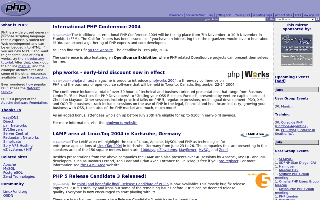 php.net on June 30, 2004