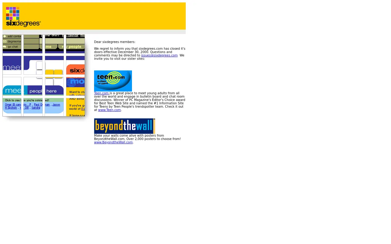 sixdegrees.com in 2001