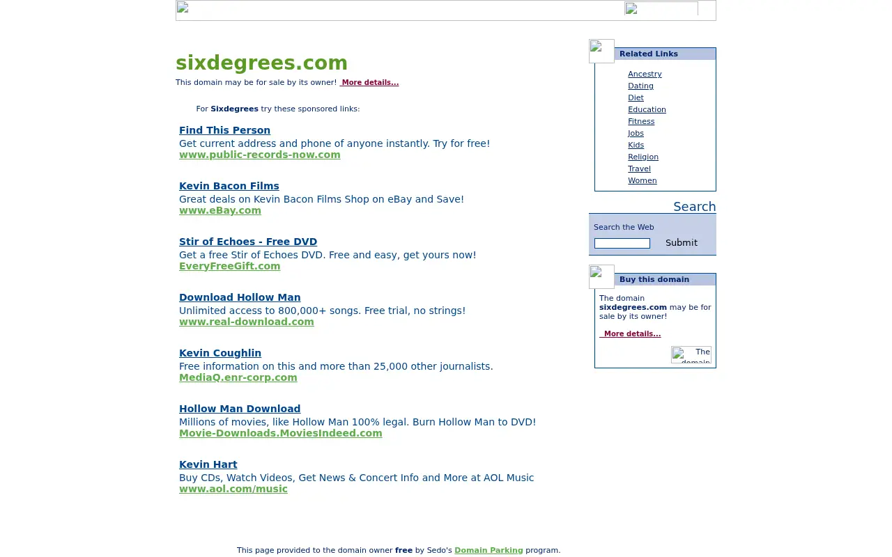 sixdegrees.com in 2005
